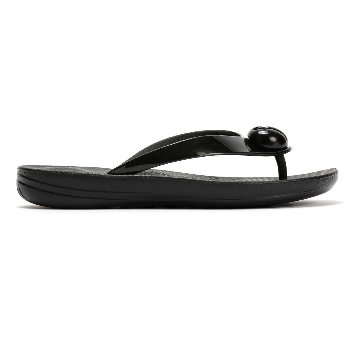 FitFlop Iqushion Glossy Button Women's Black Flip Flops