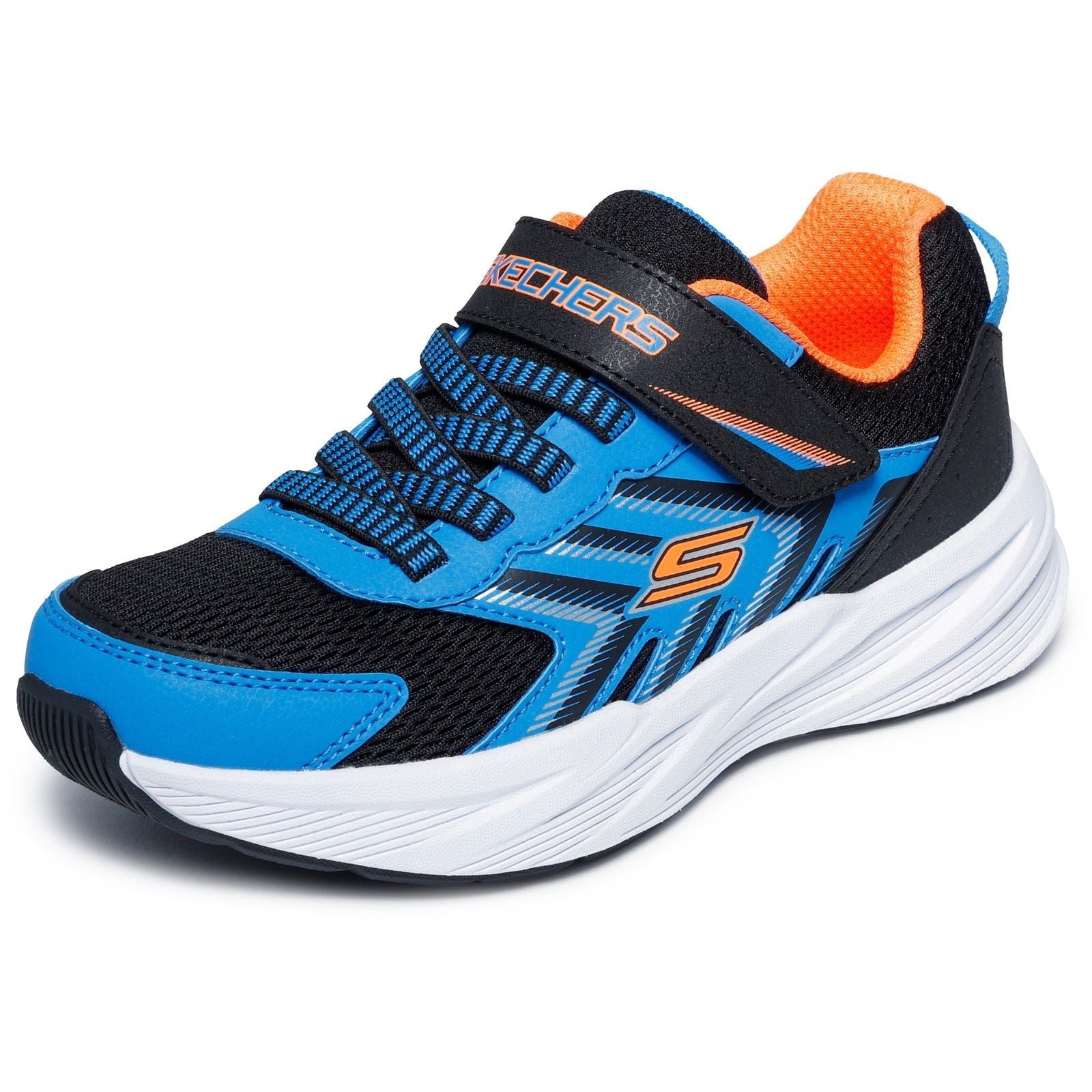 Skechers Microspec Tread Black & Blue/Orange Trainers
