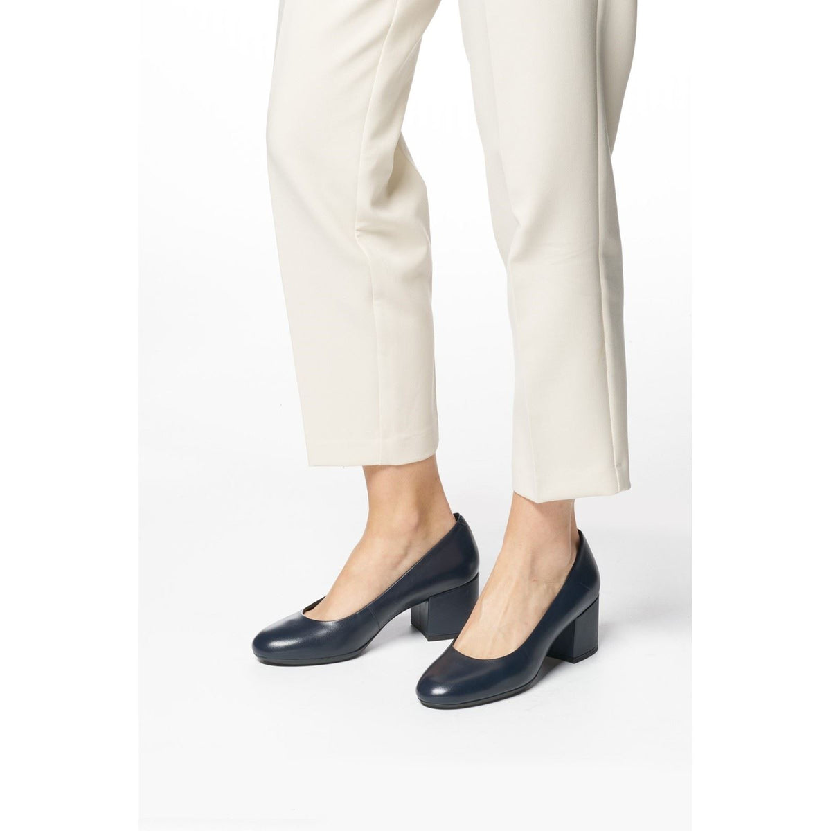 Geox D ELEANA A Leather Bovine Full Grain Women's Navy Heels