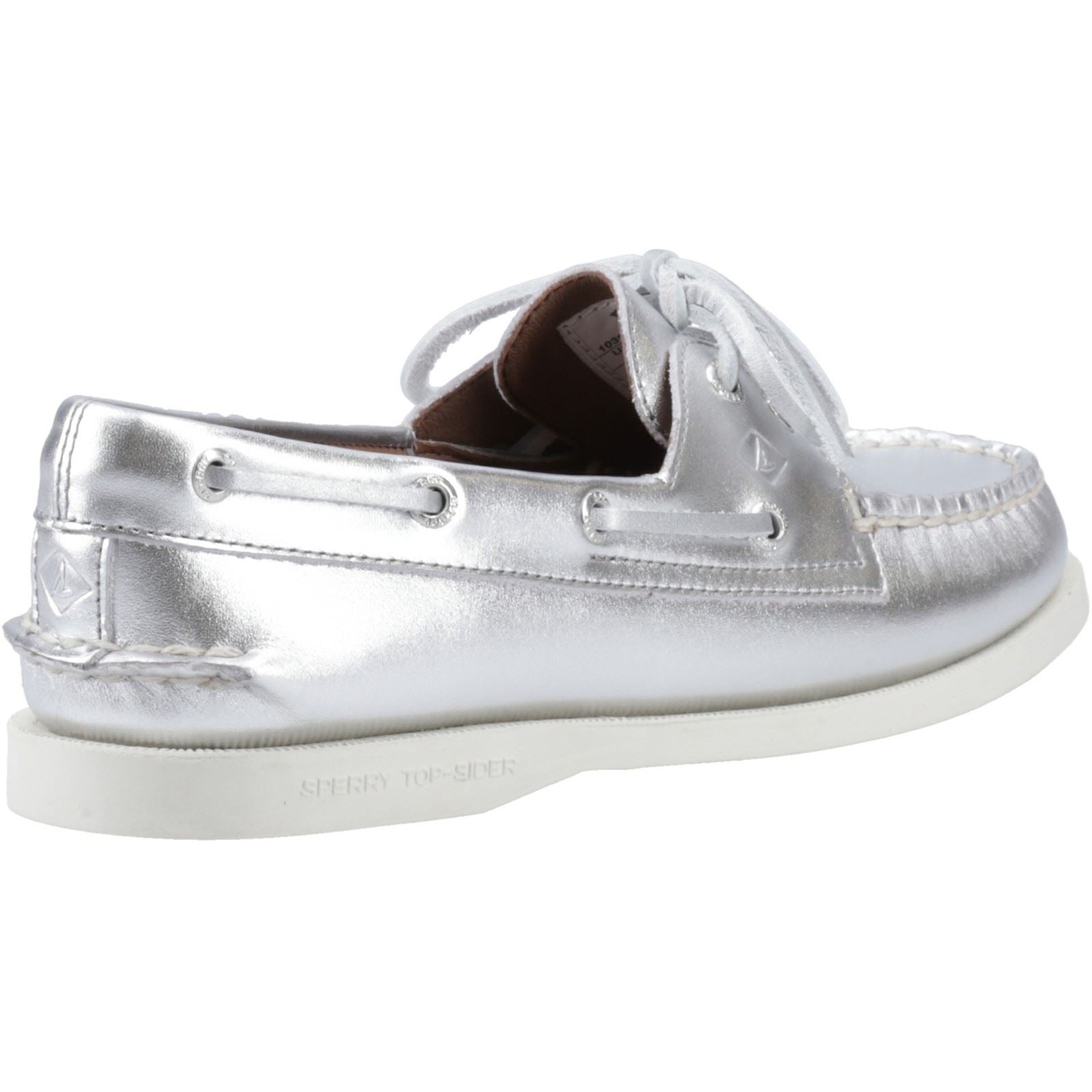 Sperry Authentic 2 Eye Leather Women's Silver Boat Shoes