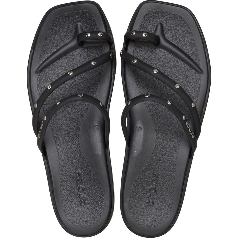 Crocs Miami Studded Toe Loop Thermoplastic Women's Black Sandals