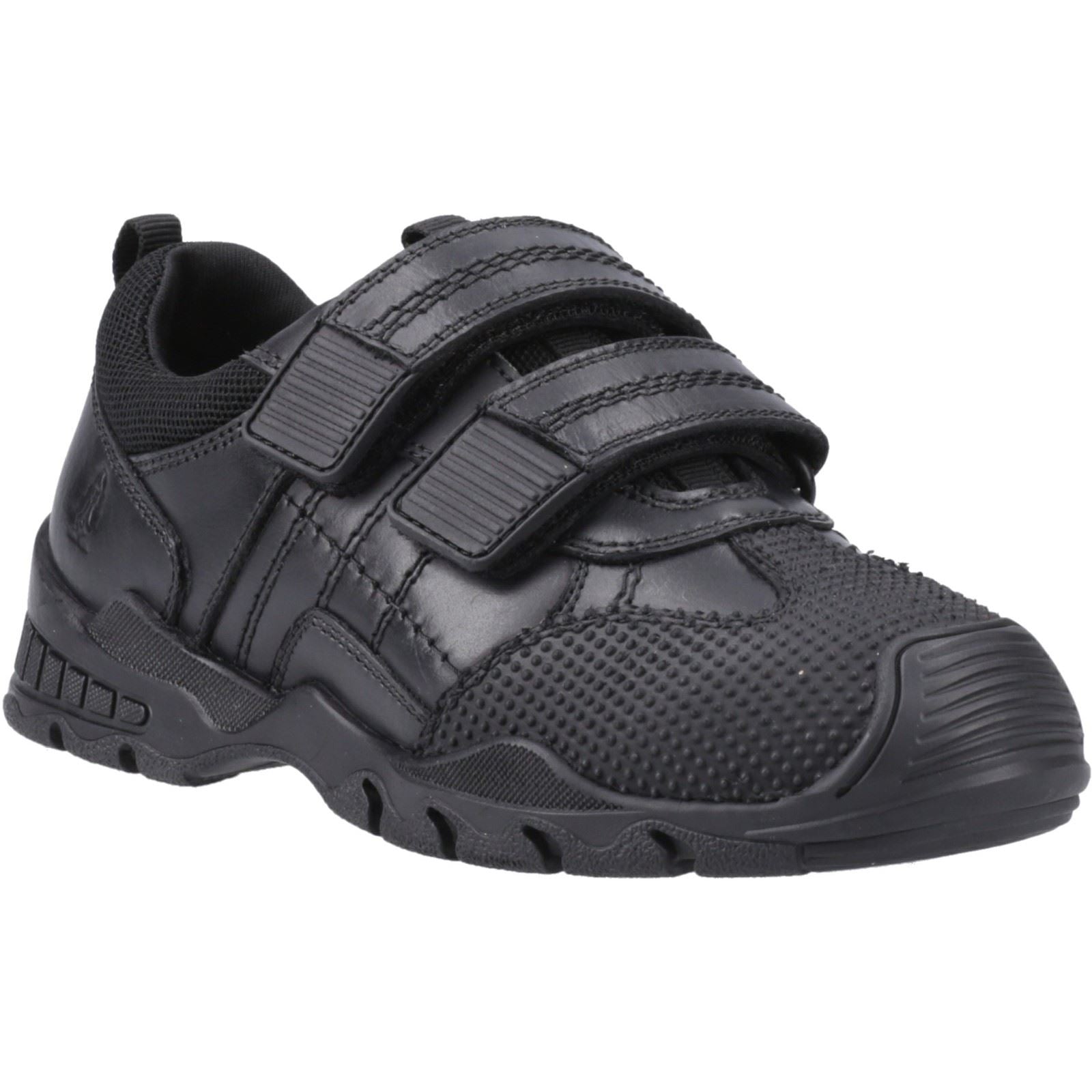 Hush Puppies Tristen Leather Youth Boy's Black Shoes