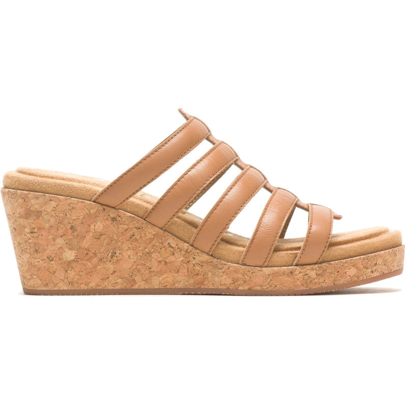 Hush Puppies Willow Slide Leather Women's Tan Wedges