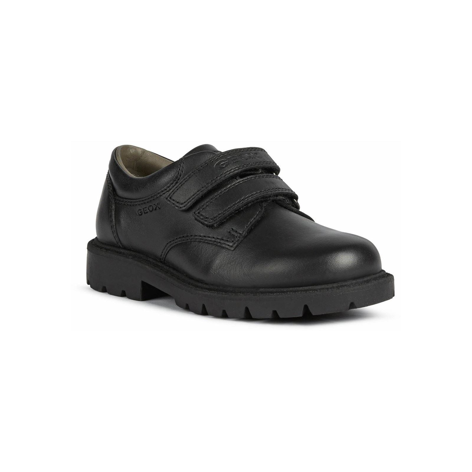 Geox Shaylax Leather Boy's Black Shoes