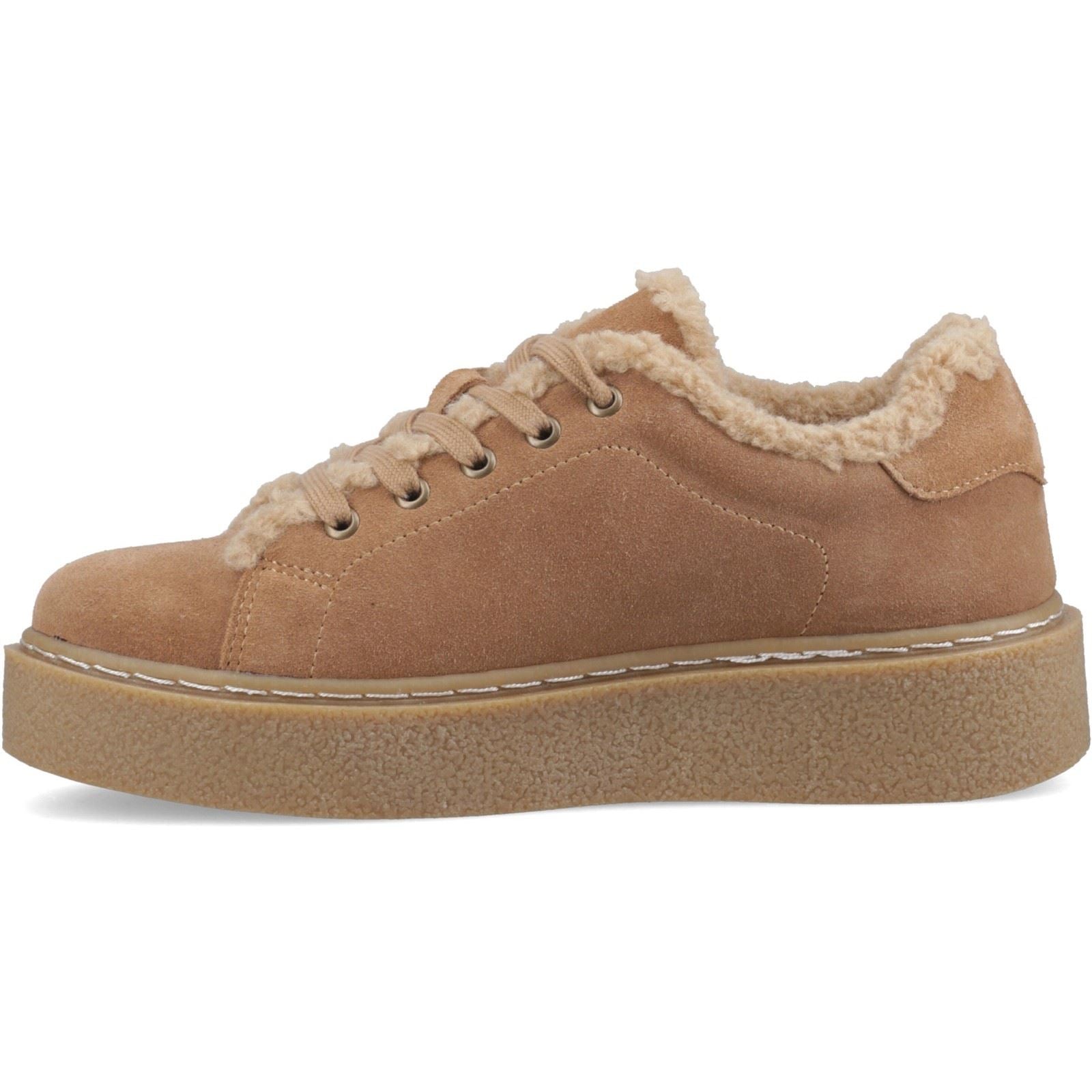 Hush Puppies Brinlee Fur Suede Women's Light Tan Trainers