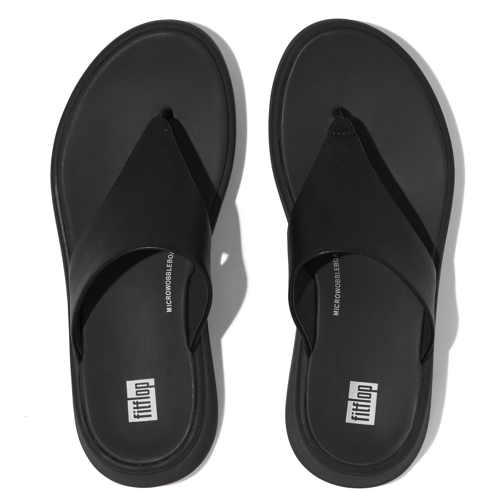 Fitflop F-Mode Toe Post Leather Women's All Black Sandals