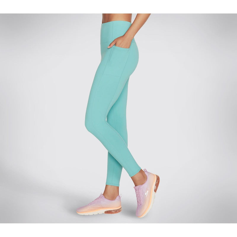 Skechers Performance GOWALK Wear High Waisted Nylon Women's Light Turquoise Sports Leggings