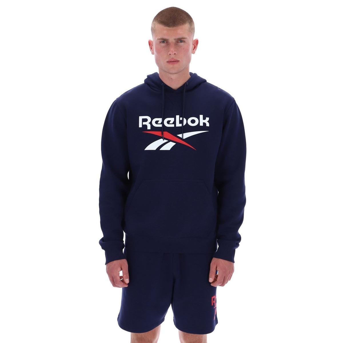Reebok Trent 2-Col Logo Hoody Cotton Men's Blue Hooded Sweatshirt