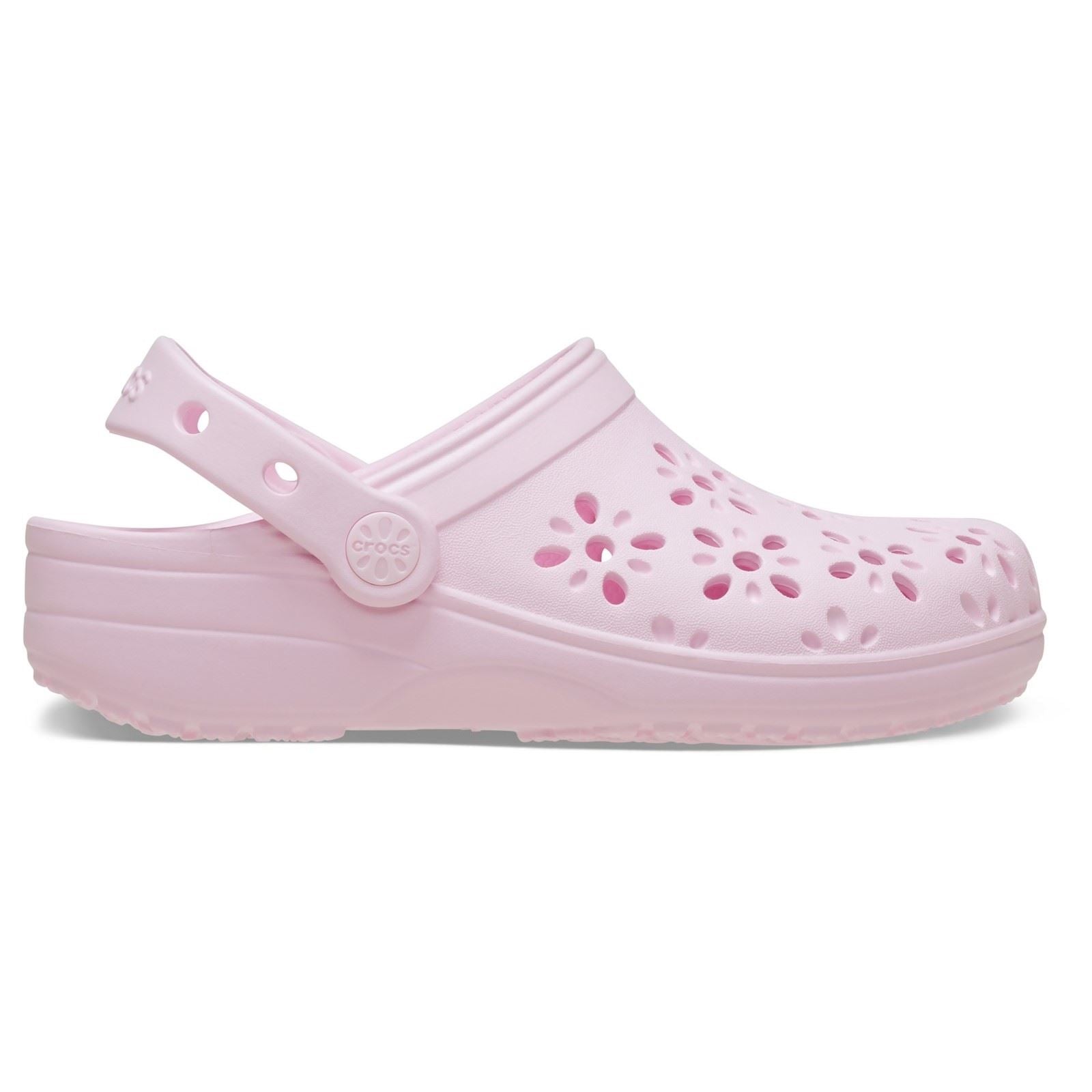 Crocs Classic Floral Cut Out EVA Unisex Kid's Pink Milk Clogs