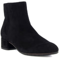 Dune Pippie Leather Women's Black Heeled Ankle Boots