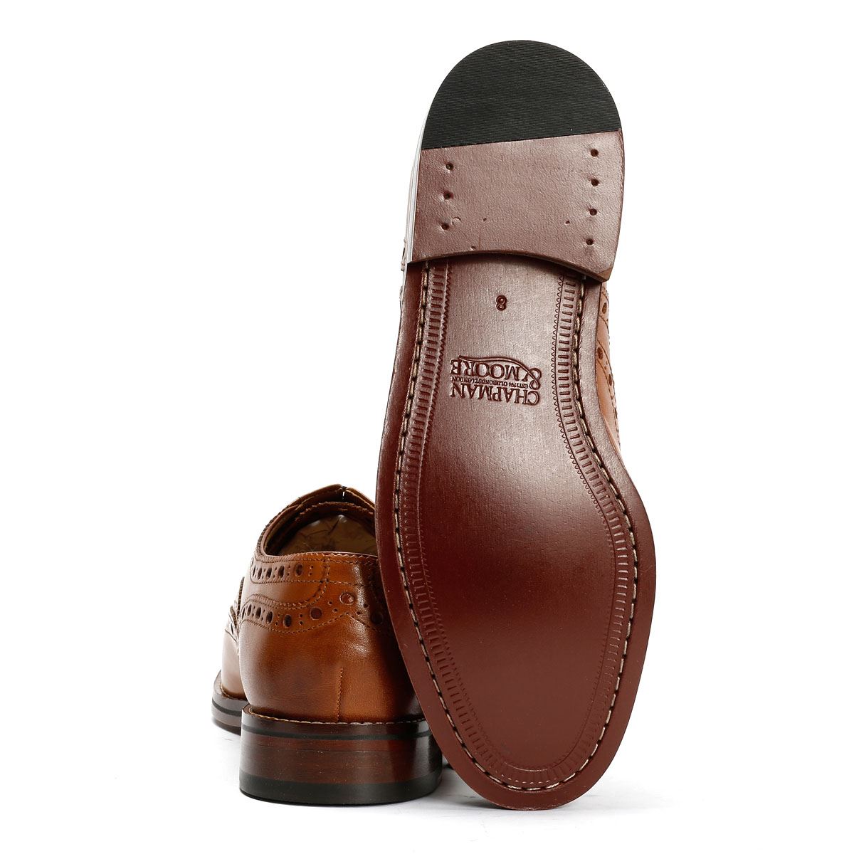 Chapman & Moore Oxford Brogue Leather Men's Tan Burnish Shoes