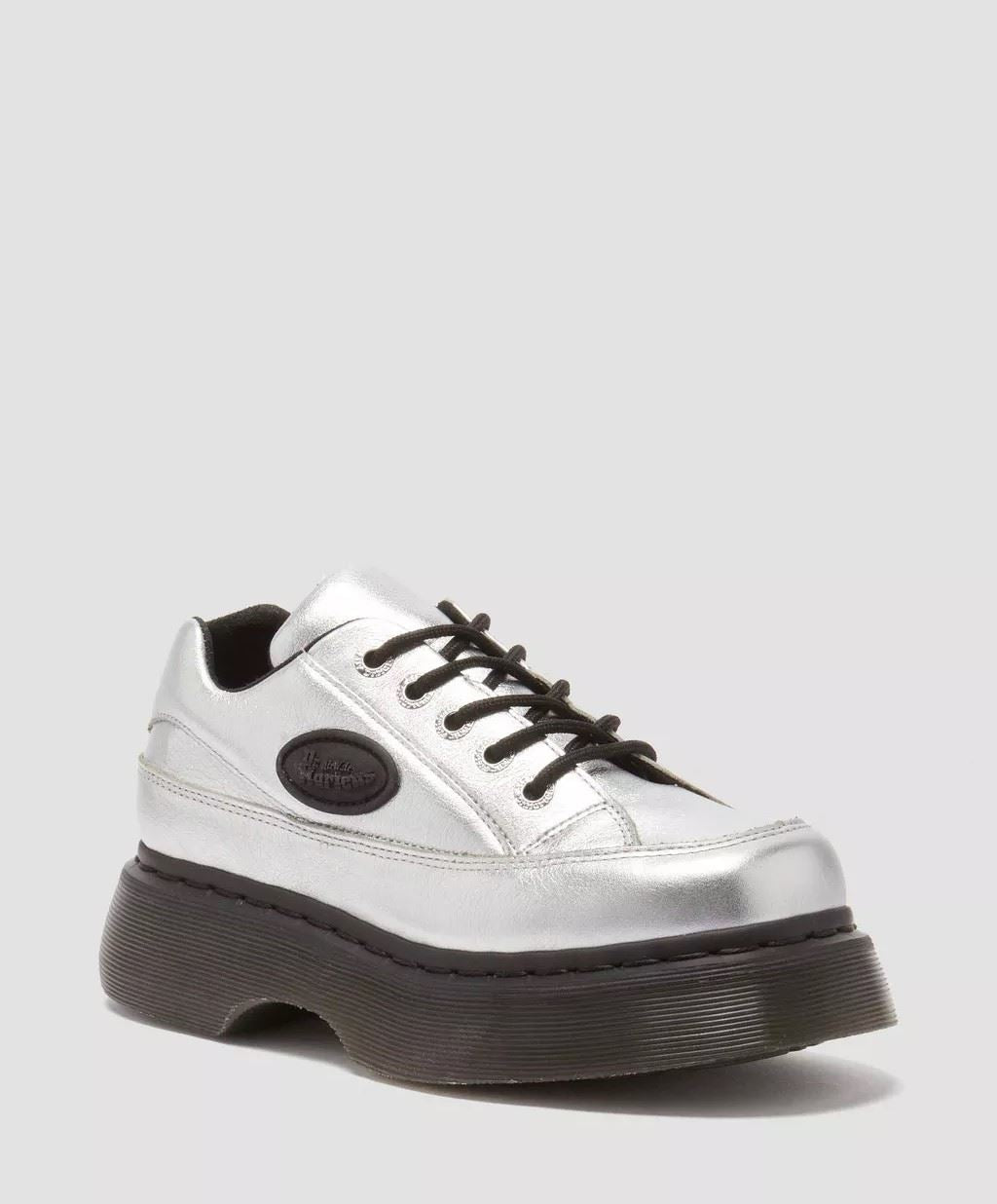 Dr. Martens Buzz 5I Tumbled Leather Women's Metallic Silver Shoes