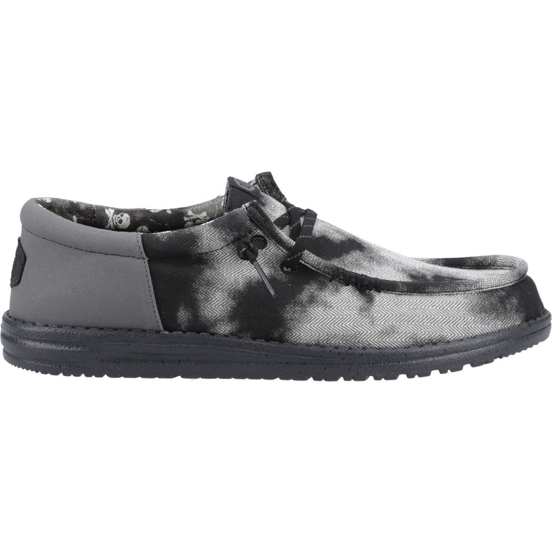 HEYDUDE Wally Funk Overdye Cotton Men's Black/Granite Grey Moccasins Shoes