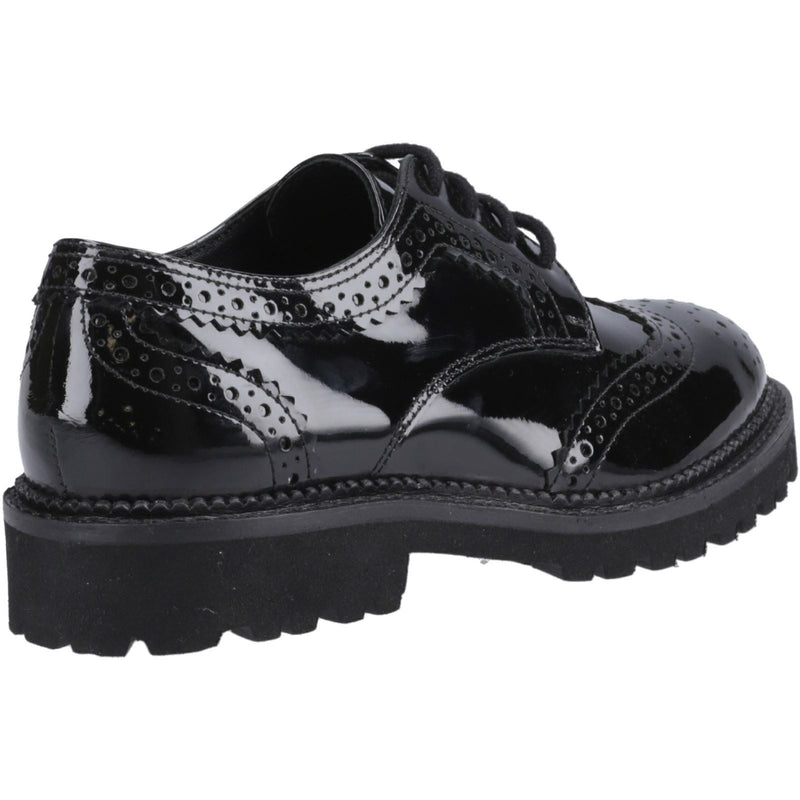 Hush Puppies Gabi Lace Up Patent Leather Junior Black Brogues