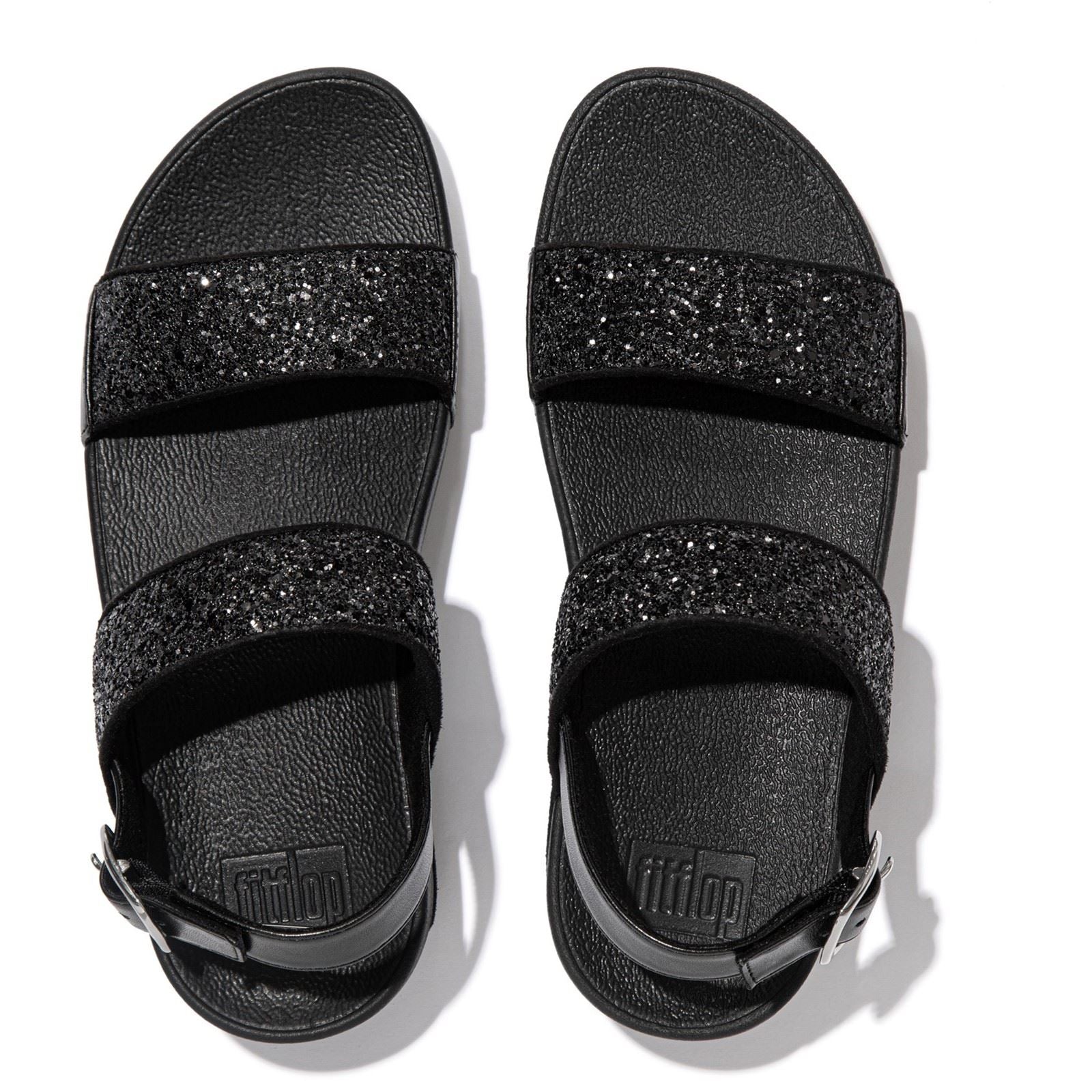 Fitflop Lulu Glitter Polyurethane Women's Black Glitter Sandals