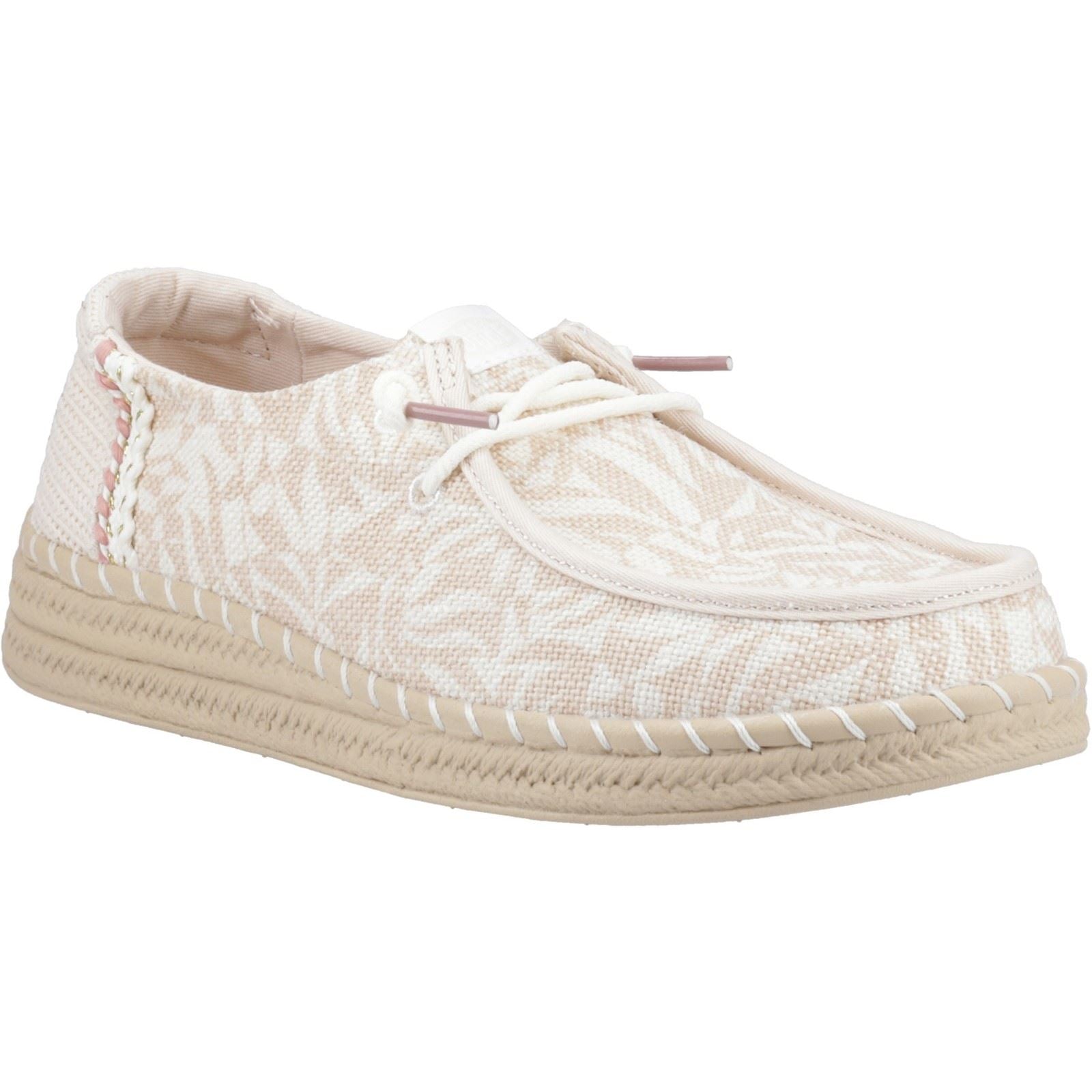 HEYDUDE Wendy Espadrille Retro Palm Cotton Blend Women's Beige Espadrilles
