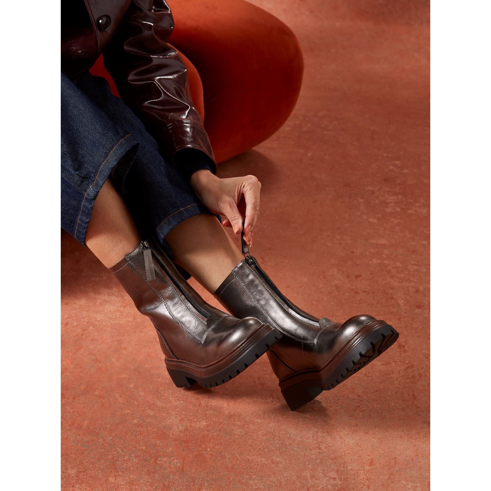 Hush Puppies Roxanna Leather Women's Pewter Boots