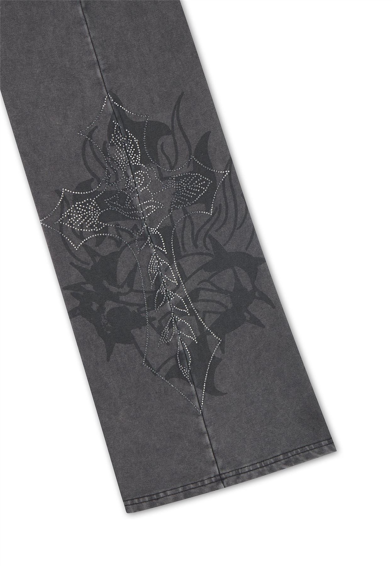 Ed Hardy Cross and Thorn Flared Women's Black Joggers