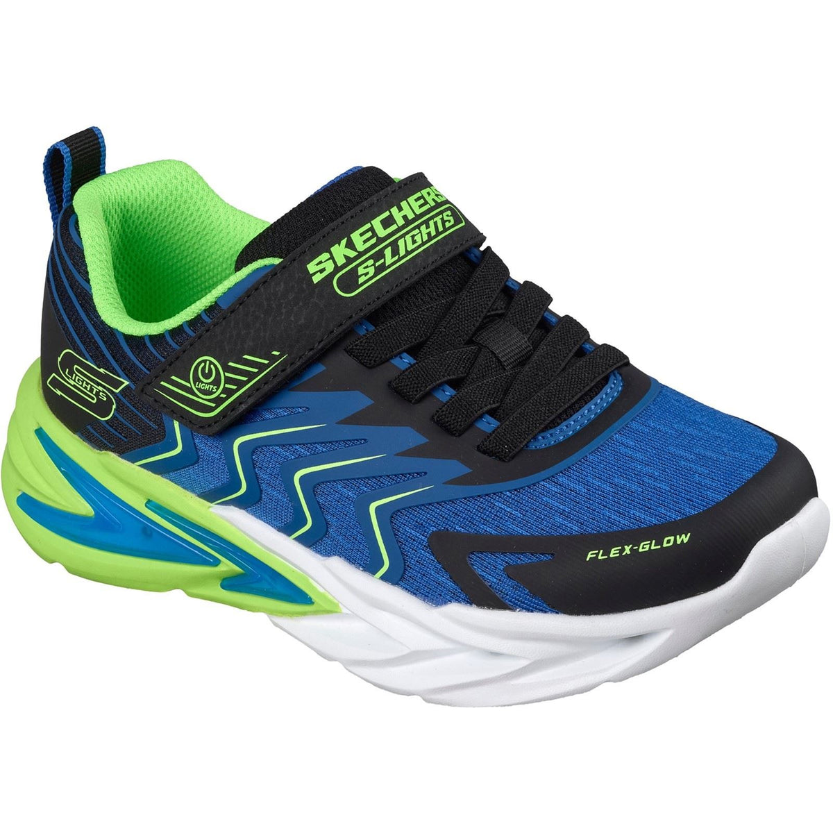 Skechers Flex-Glow Ultra Prism-Pacer Black & Blue/Lime Trainers