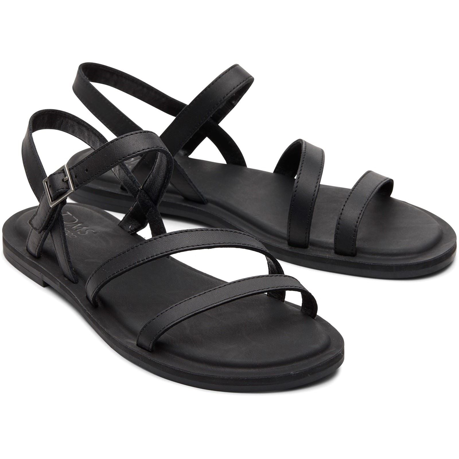 TOMS Kira Leather Women's Black Sandals