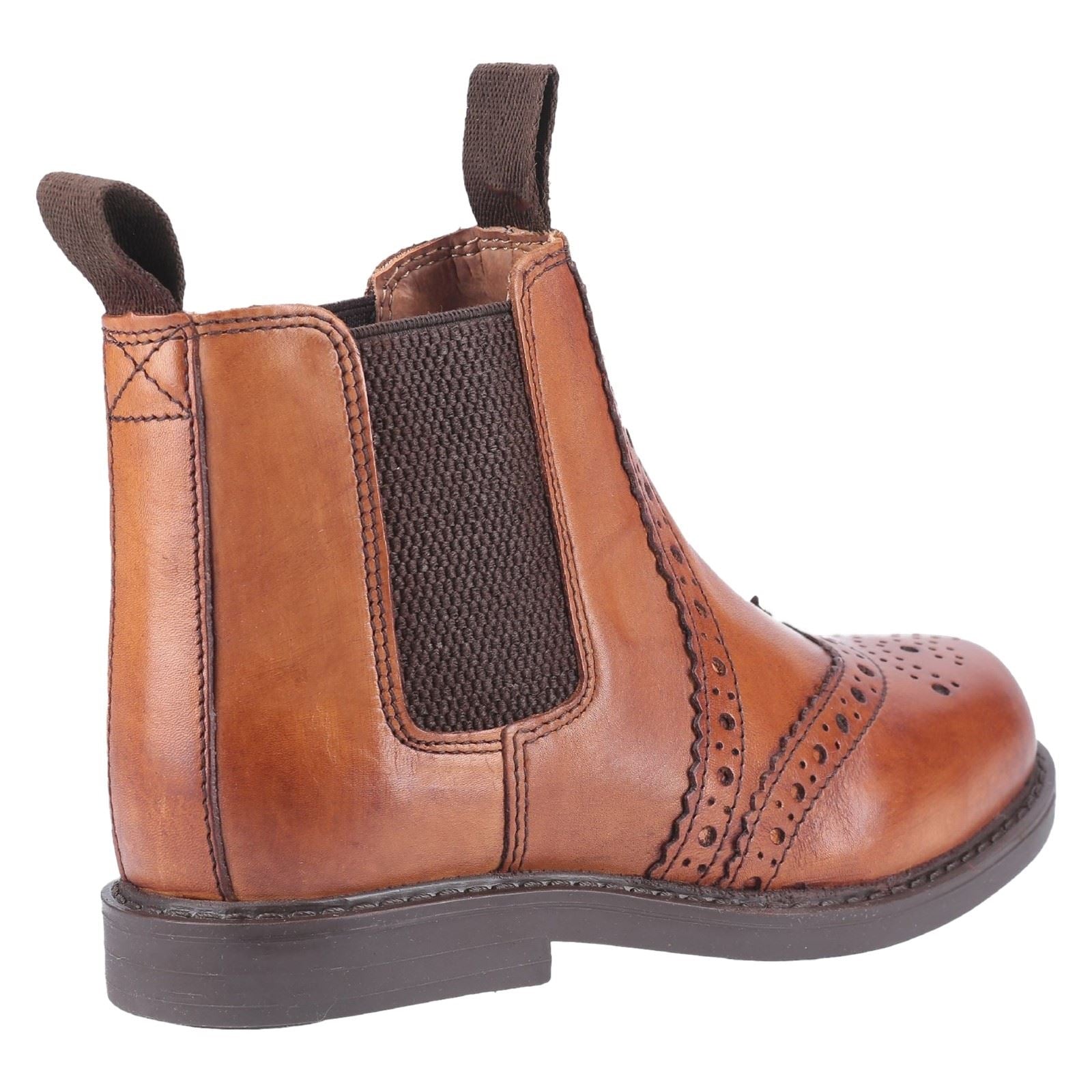 Cotswold Nympsfield Leather Boy's Tan Flat Chelsea Boots