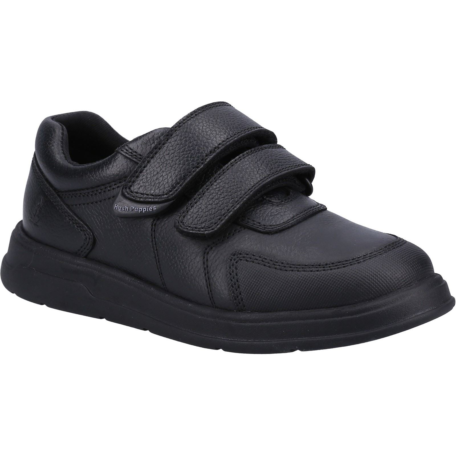 Hush Puppies Ryan Leather Youth Boy's Black Shoes