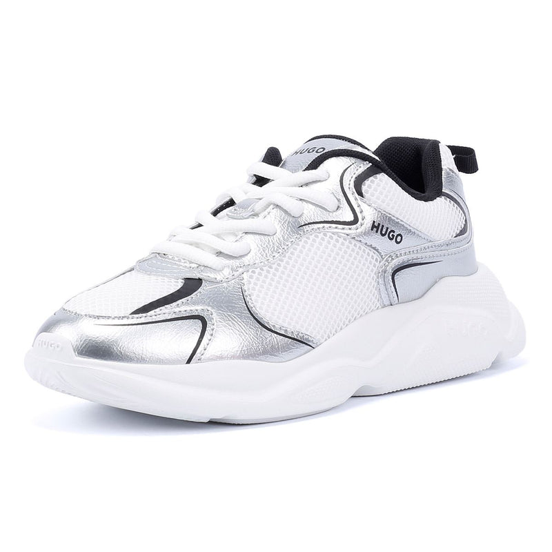 Hugo Leon Tennis Women's Silver/Black Trainers