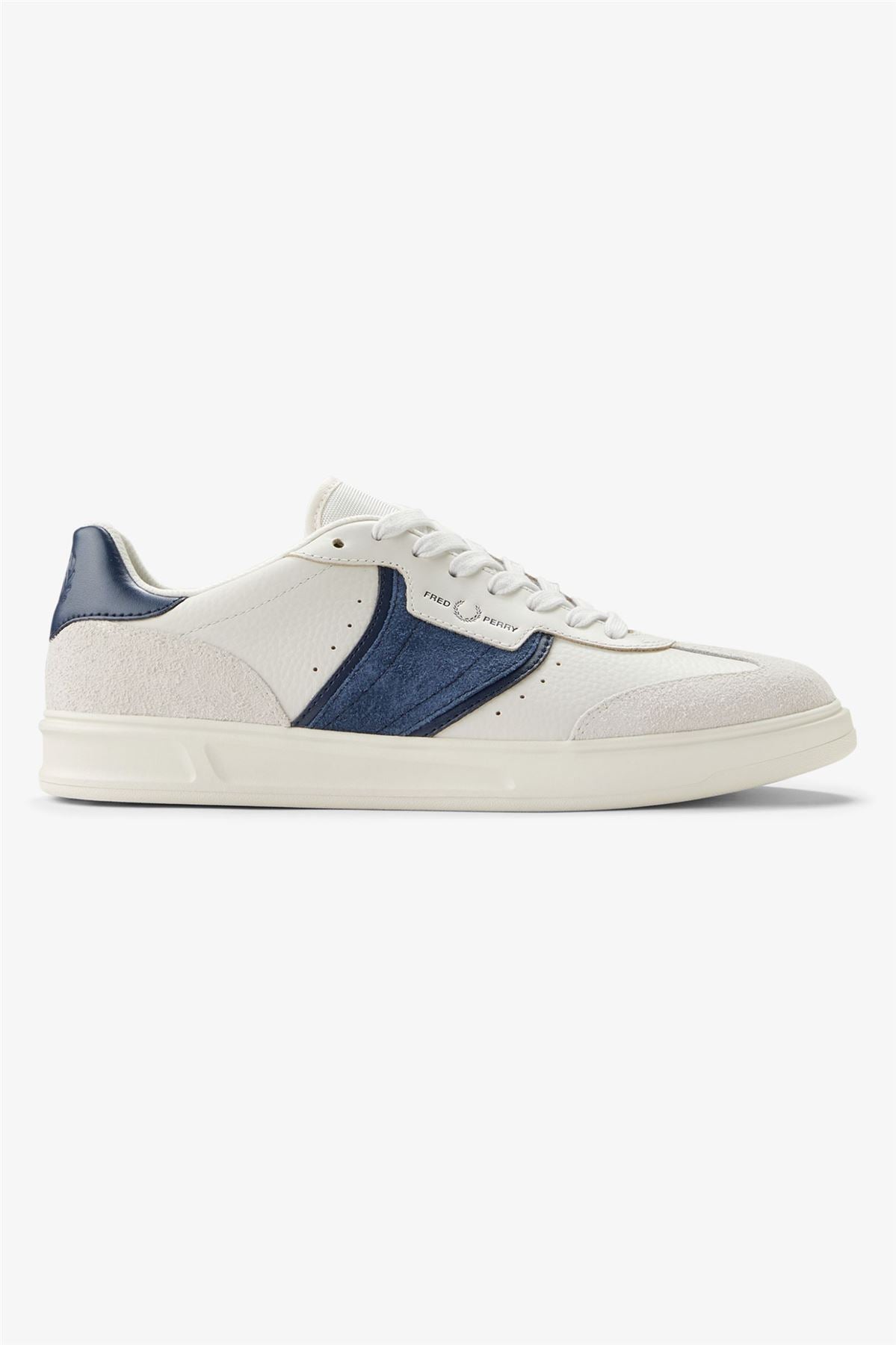 Fred Perry B4 Textured Leather/Suede Men's Porcelain/Blue Trainers