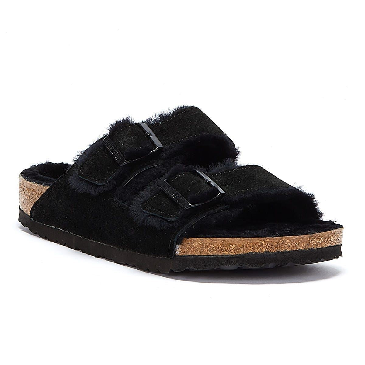 Birkenstock Arizona Fur Black Sandals