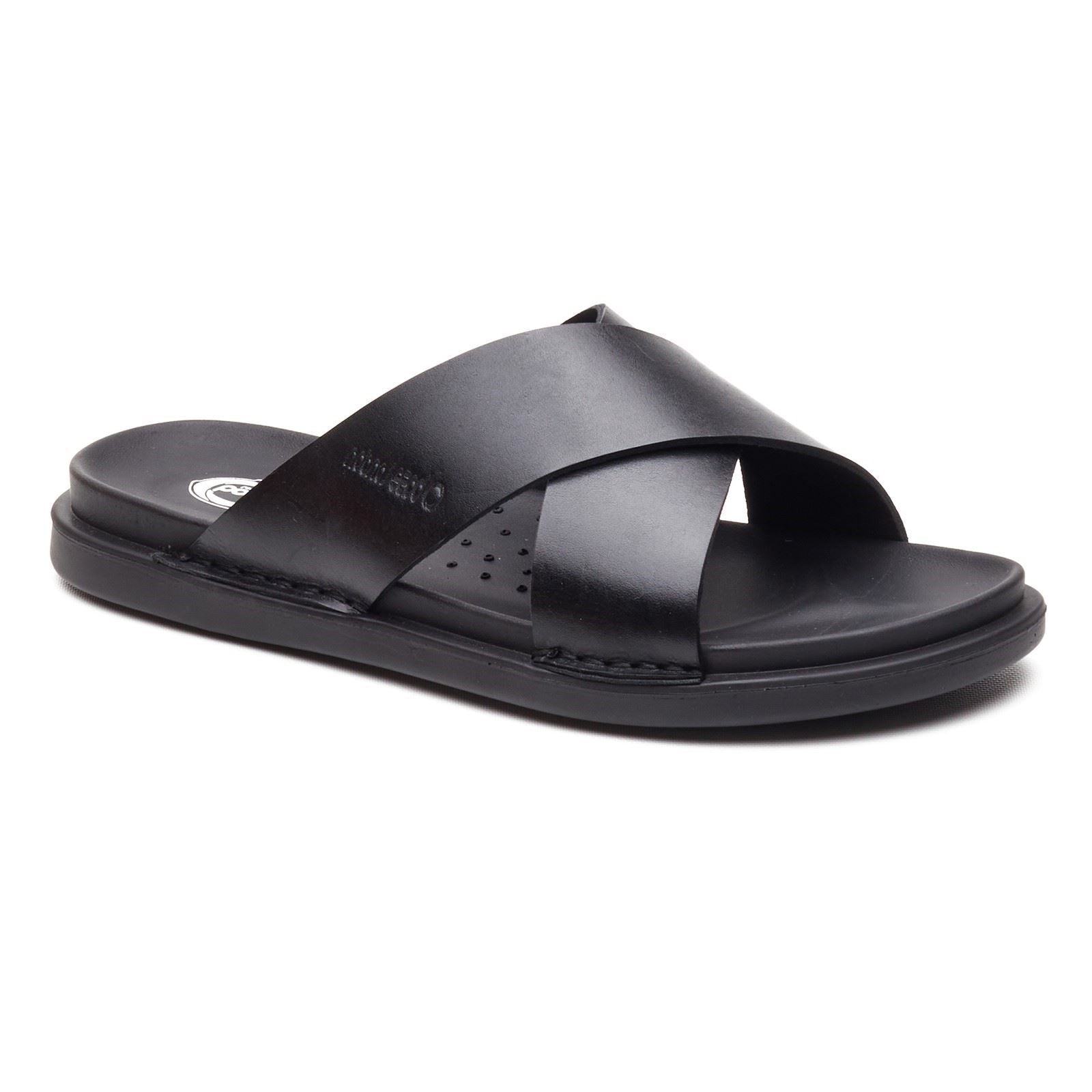 Base London Drift Leather Men's Black Sandals