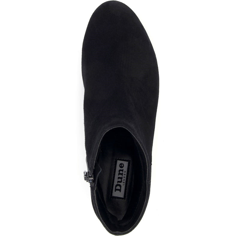 Dune Pippie Leather Women's Black Heeled Ankle Boots