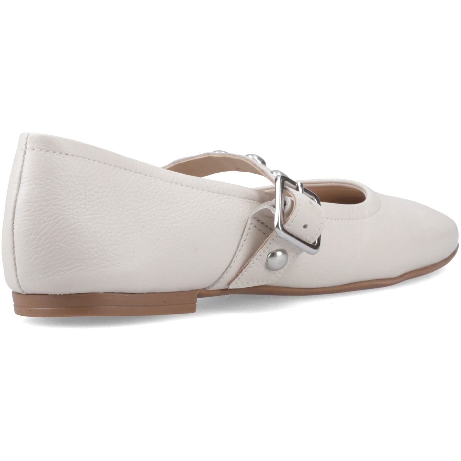 Hush Puppies Charlene Stud Ballerina Leather Women's Ivory Flats