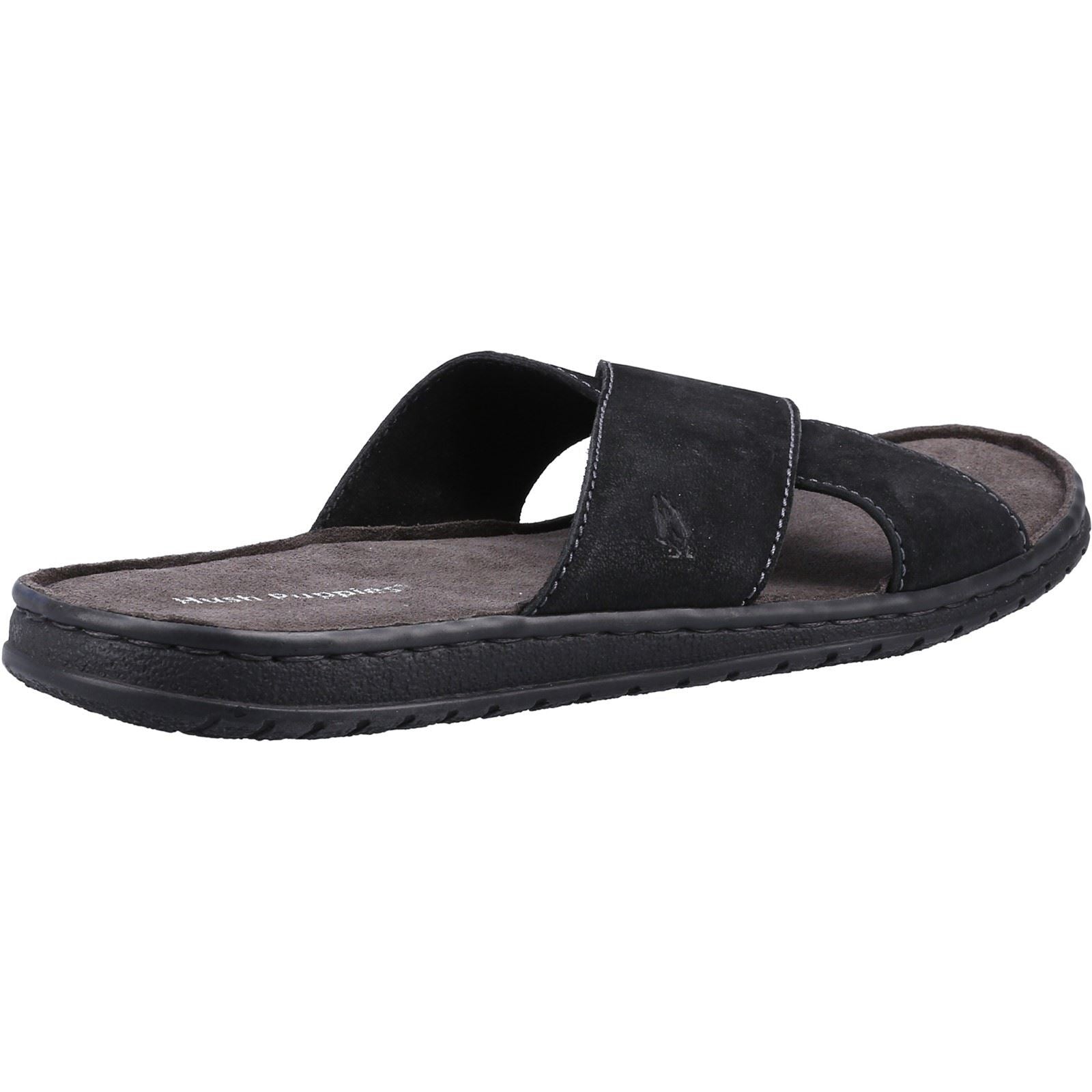 Hush Puppies Nile Cross Over Leather Men's Black Sandals