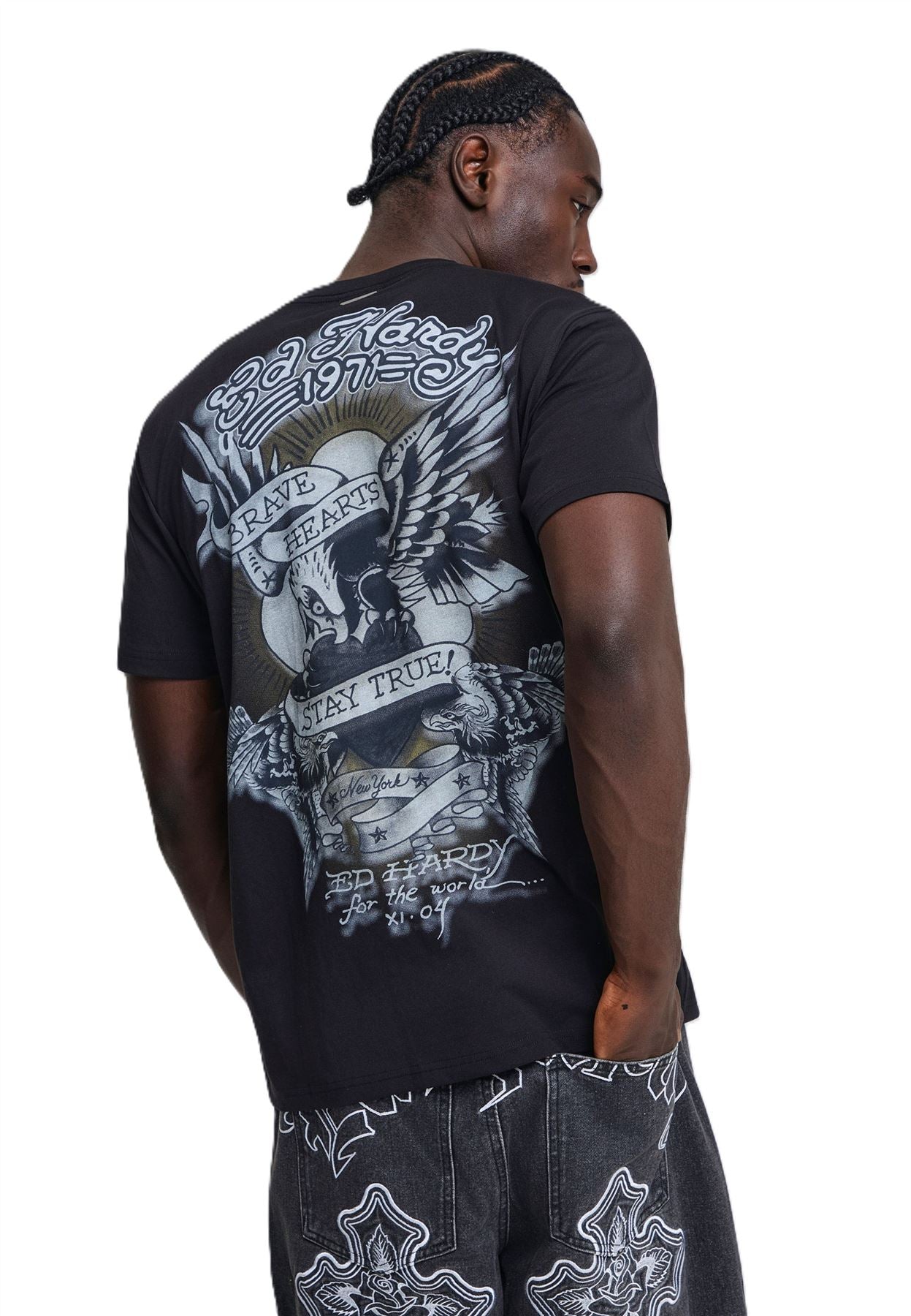 Ed Hardy Stay True Graphic Regular Men's Black T-Shirts