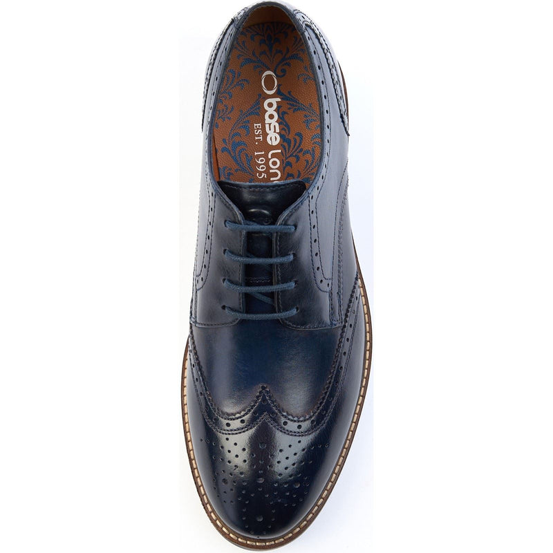 Base London Joe Leather Men's Navy Brogues Shoes