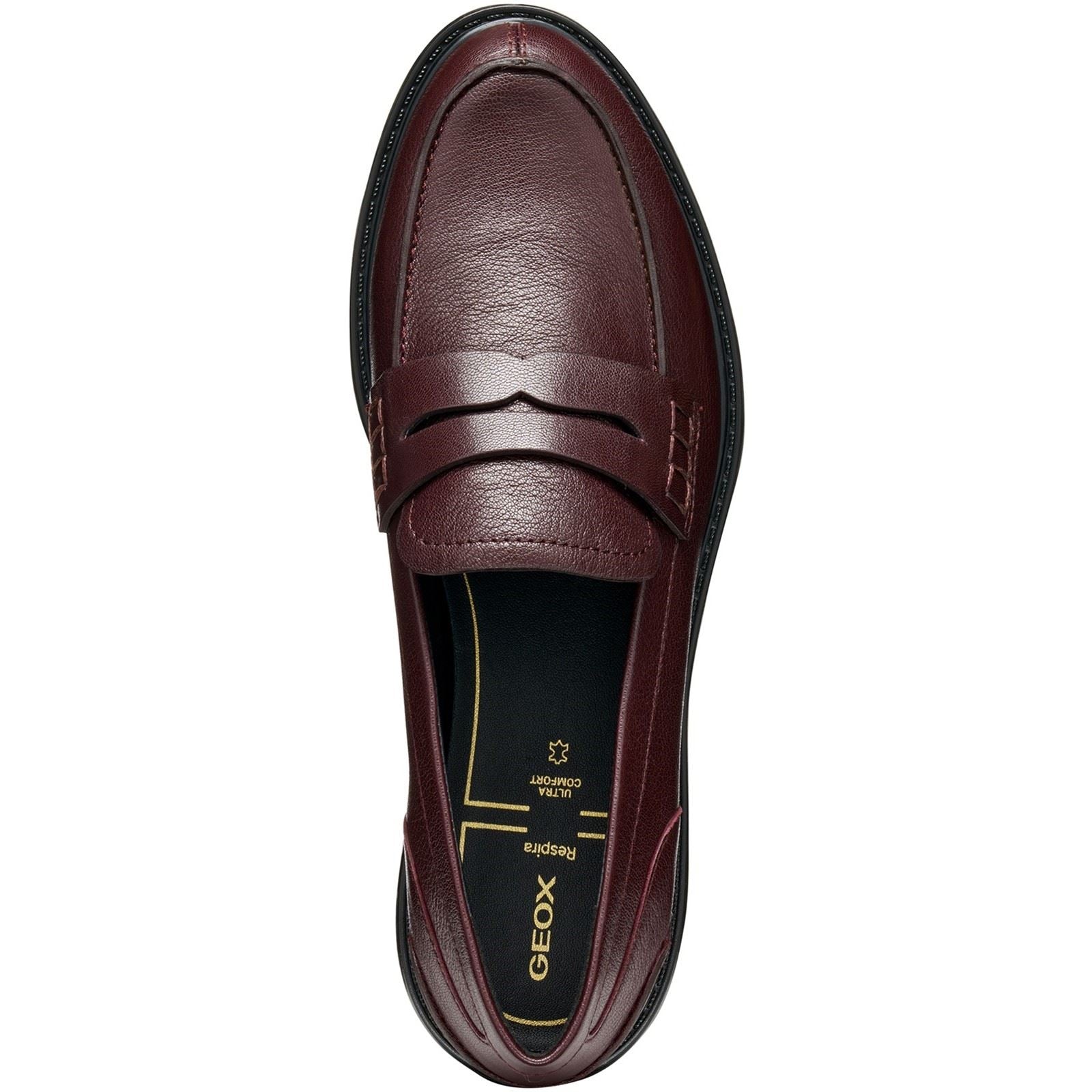 Geox D Walk Pleasure F Leather Women's Wine Moccasins Shoes