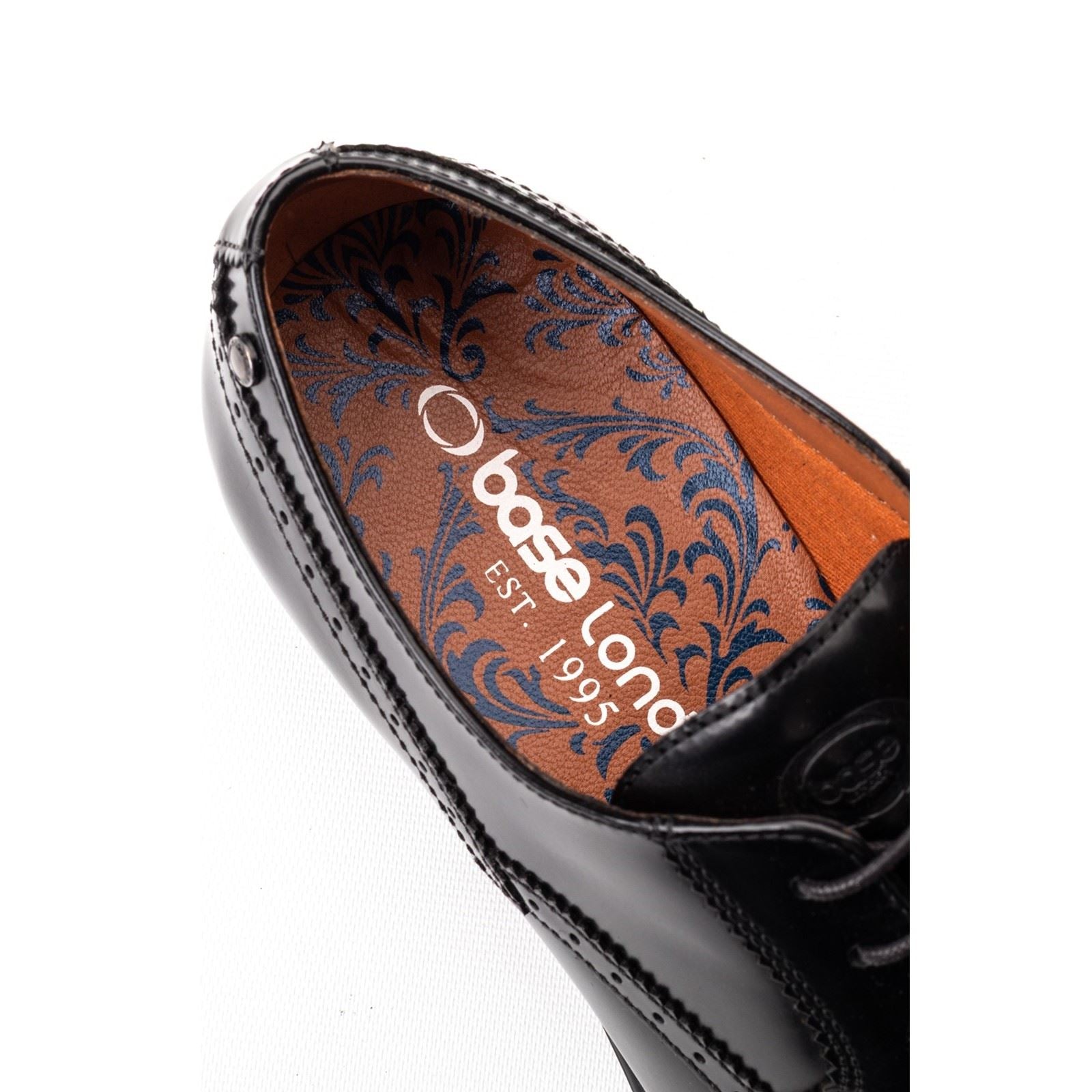 Base London Bell Leather Men's Black Brogues Shoes