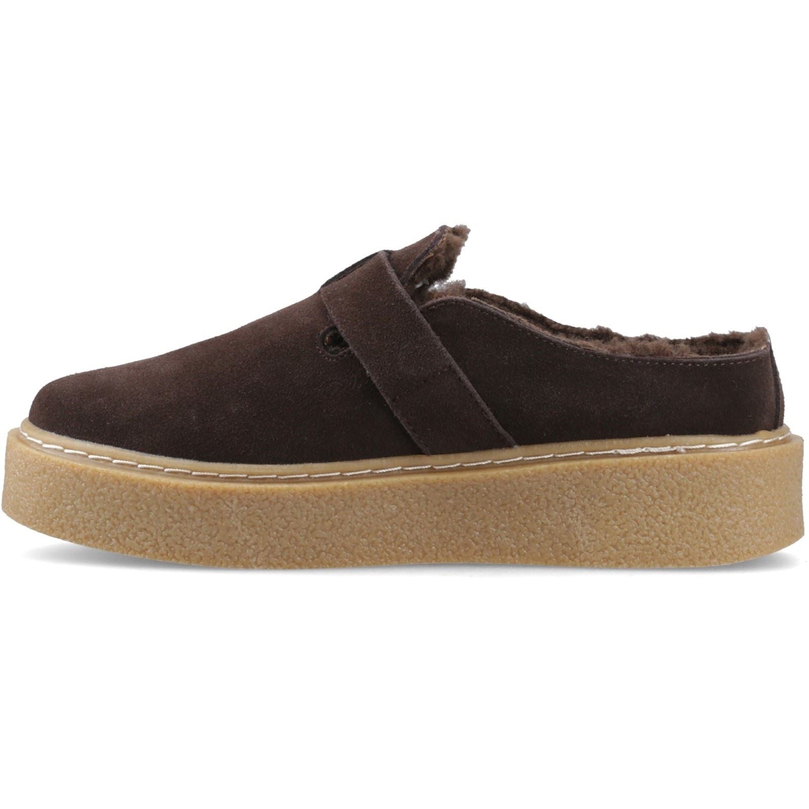 Hush Puppies Blanche Fur Leather Women's Chocolate Mules