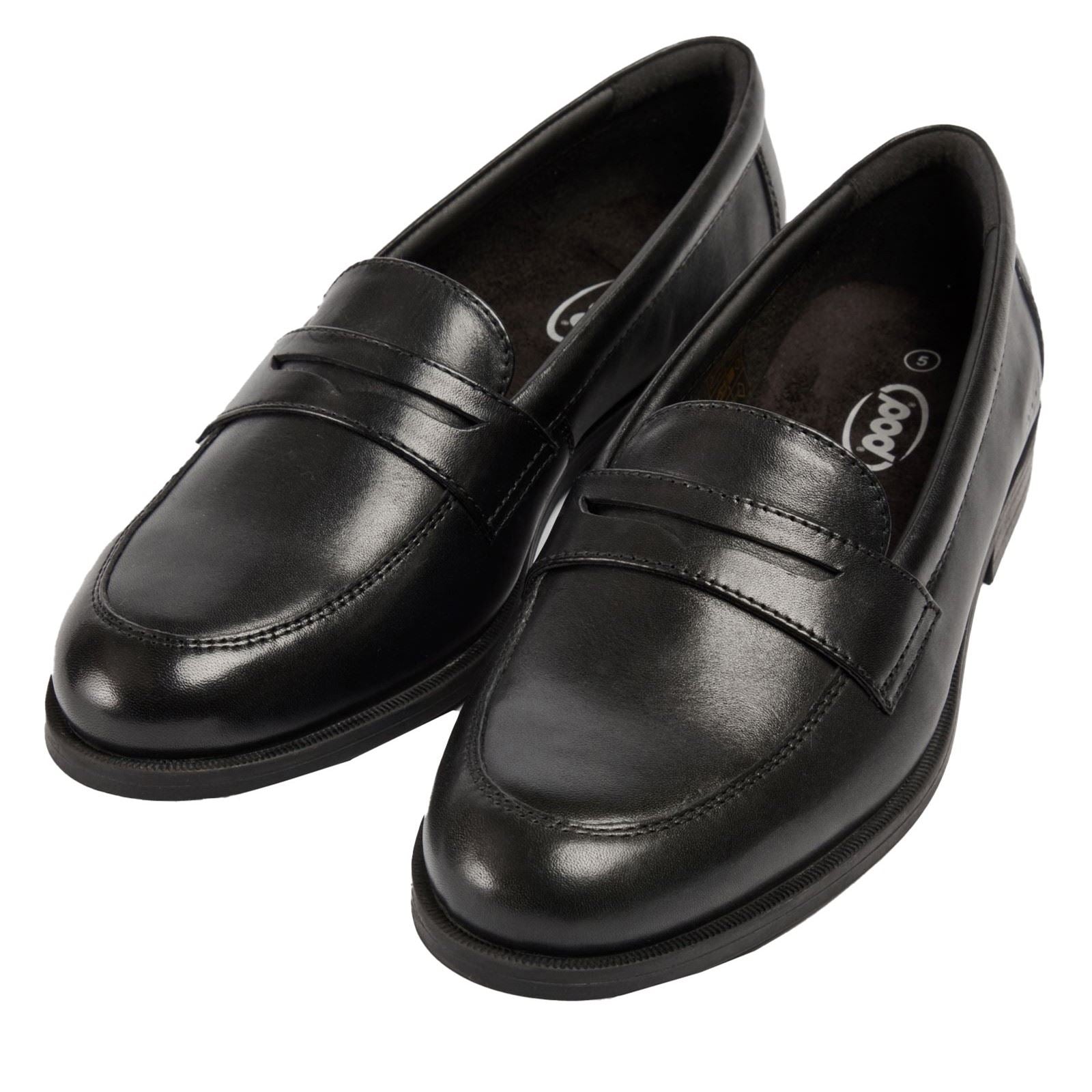 Pod Islay Leather Youth Girl's Black Loafers