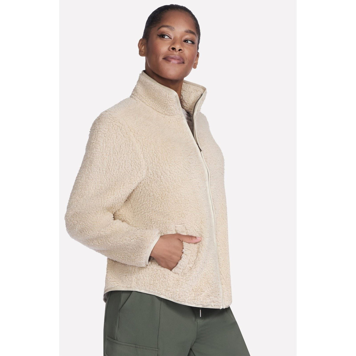 Skechers Skech-Sherpa Jacket Women's Natural Fleece Jackets