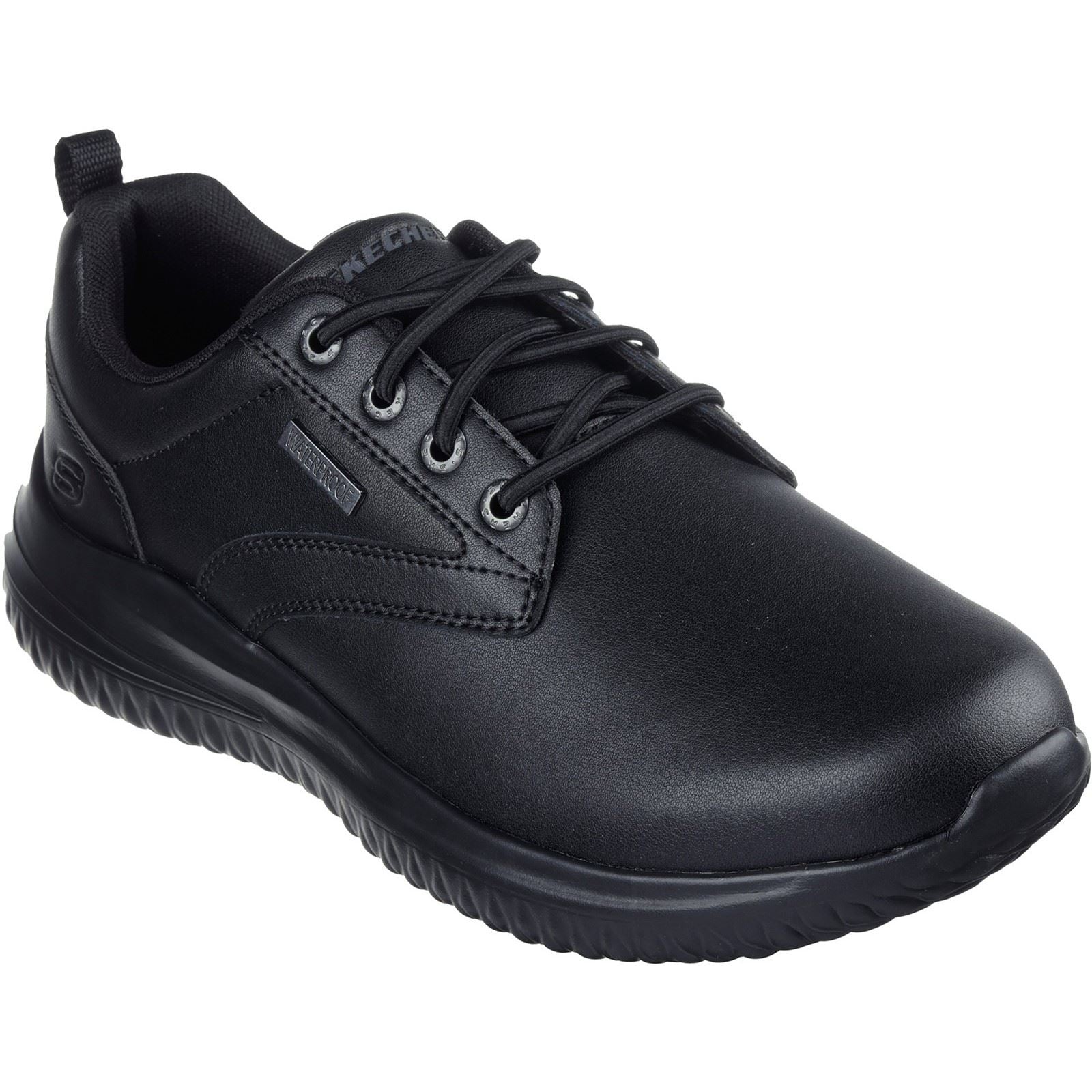 Skechers Delson 3.0 Glavine Leather Men's Black Leather Lace-Up Shoes