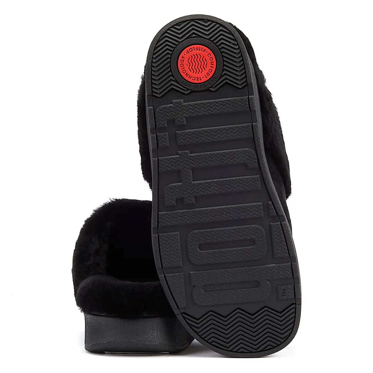FitFlop Shearling Collar Women's Black Slippers