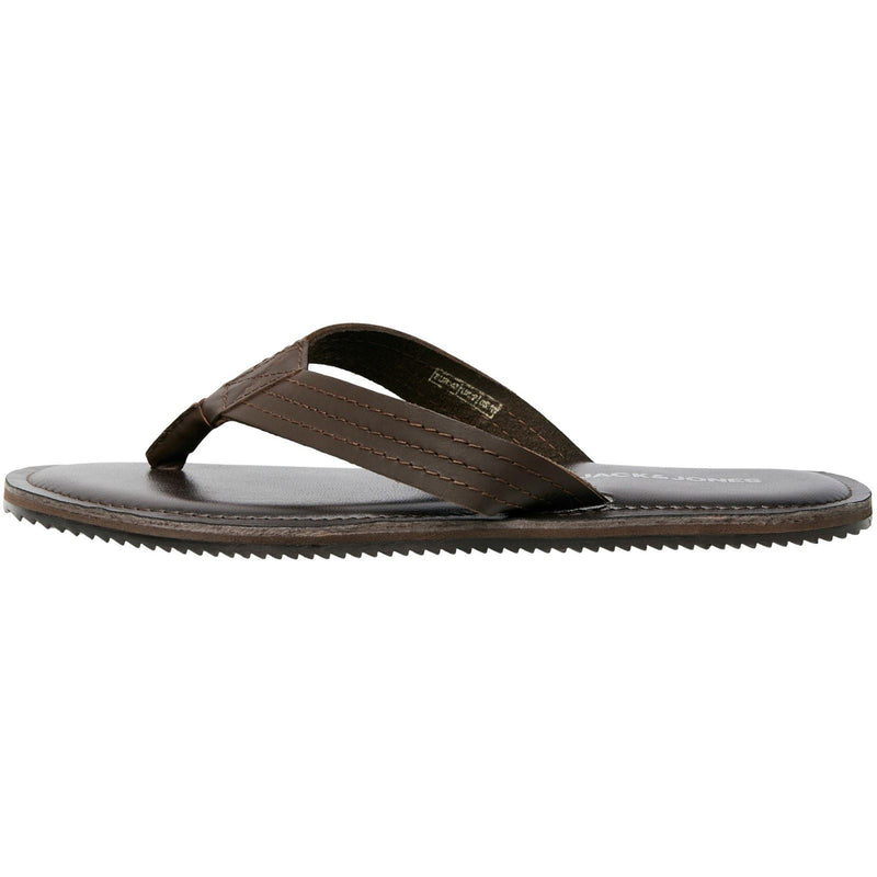 Jack & Jones Washton Leather Men's Brown Stone Flip Flops