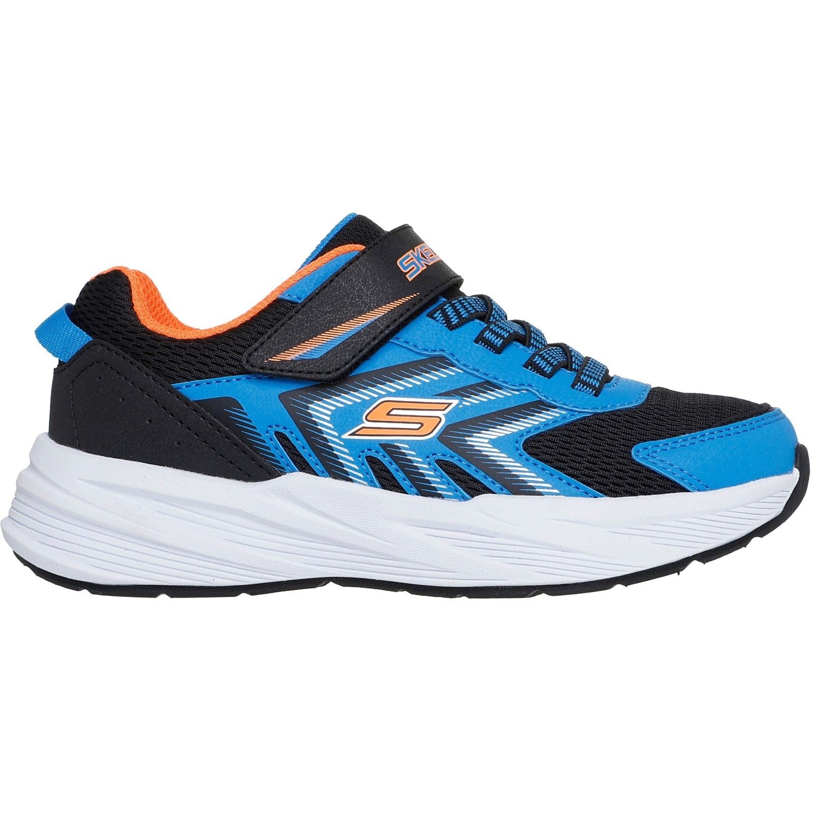 Skechers Microspec Tread Black & Blue/Orange Trainers