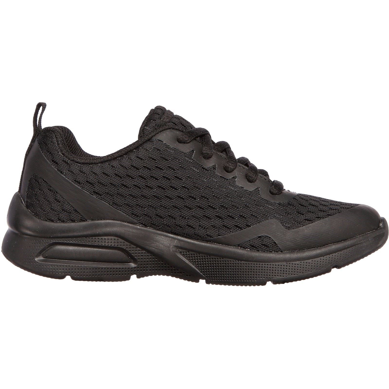 Skechers Microspec Max Synthetic Junior Black Textile & Trim Trainers