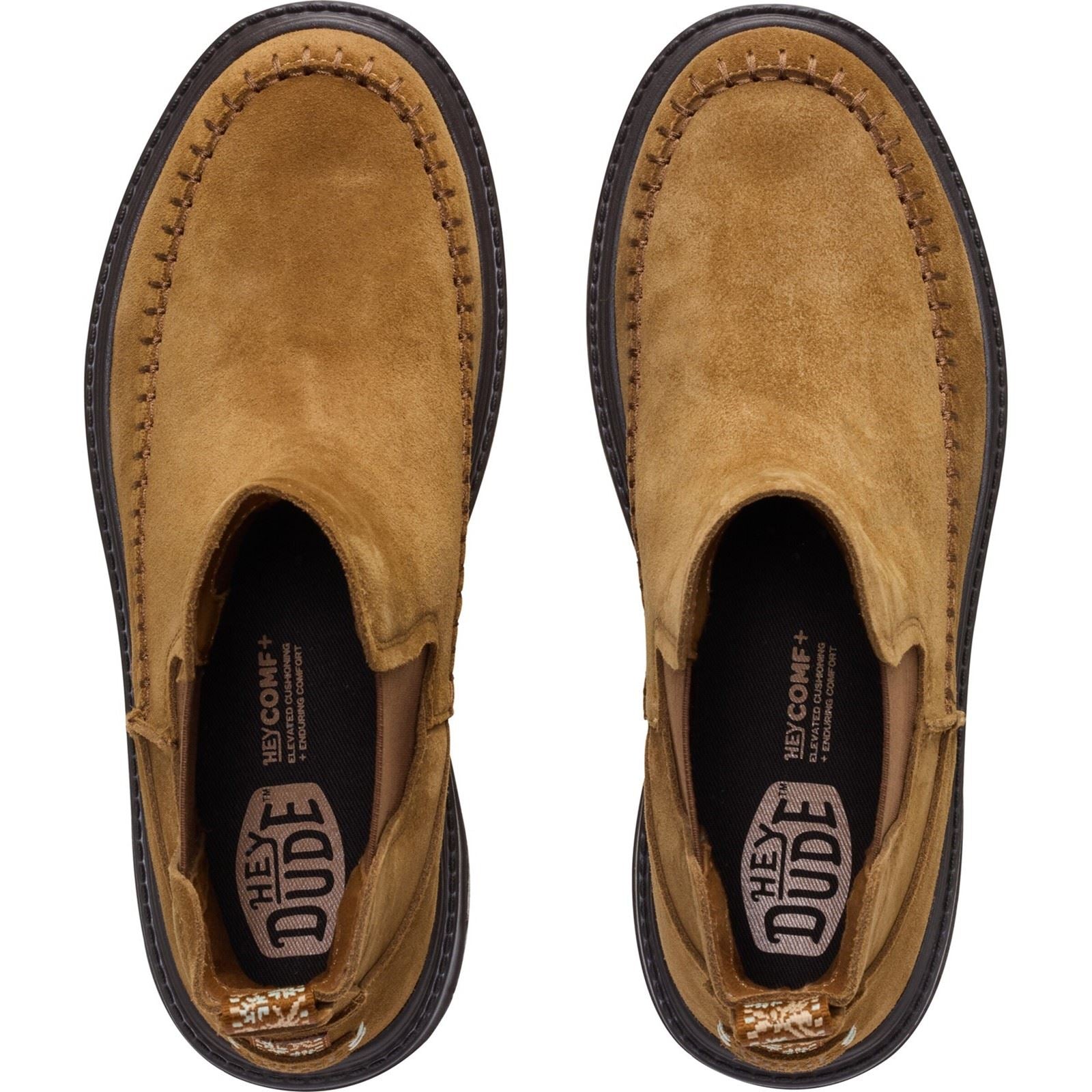 HEYDUDE Sienna Leather Women's Cognac Flat Chelsea Boots