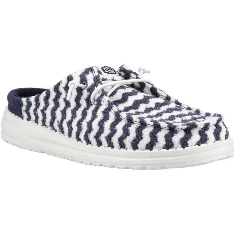 HEYDUDE Wendy Slip Terry Stripe Synthetic Women's Navy Blazer/Egret Mules