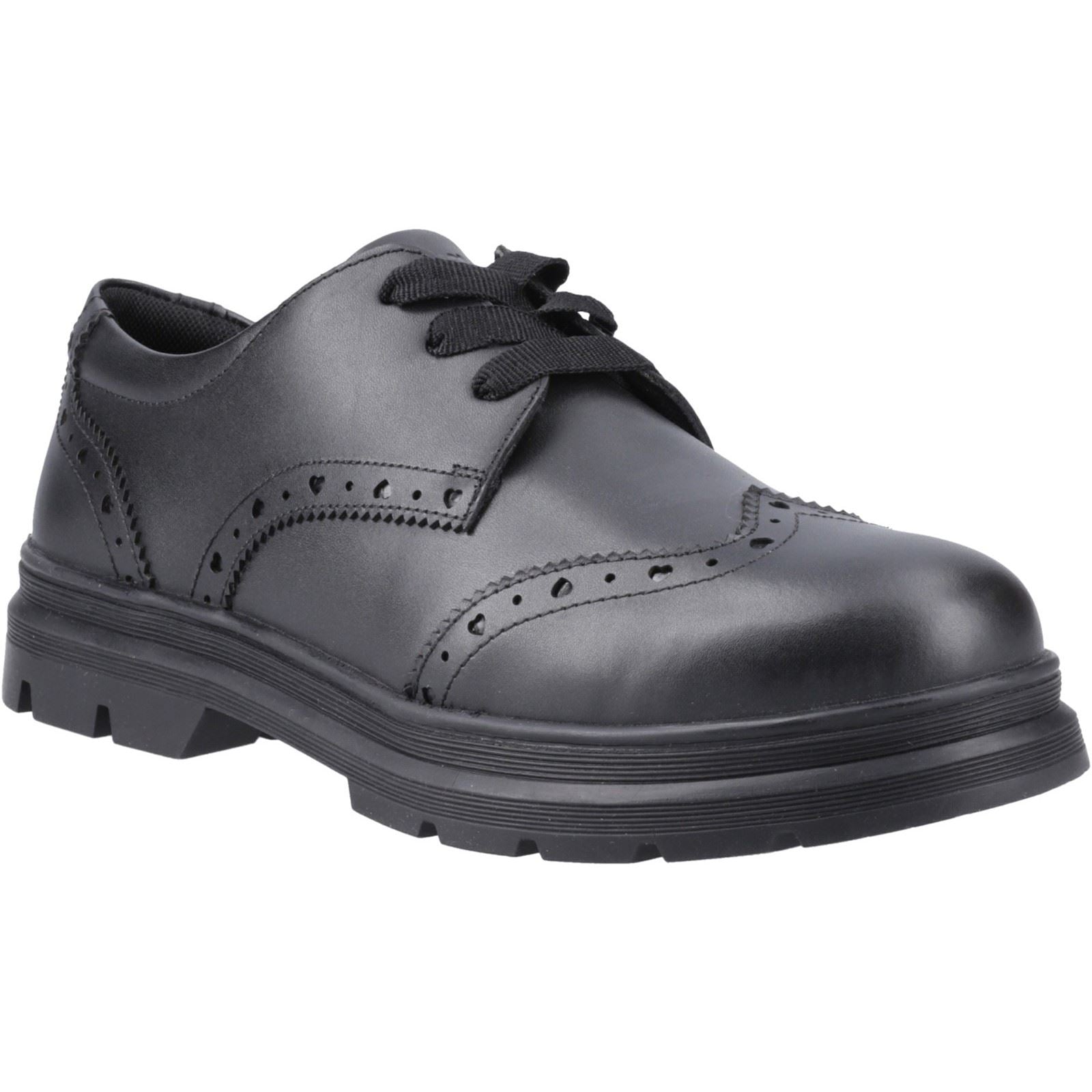Pod Fiona Leather Youth Girl's Black Brogues