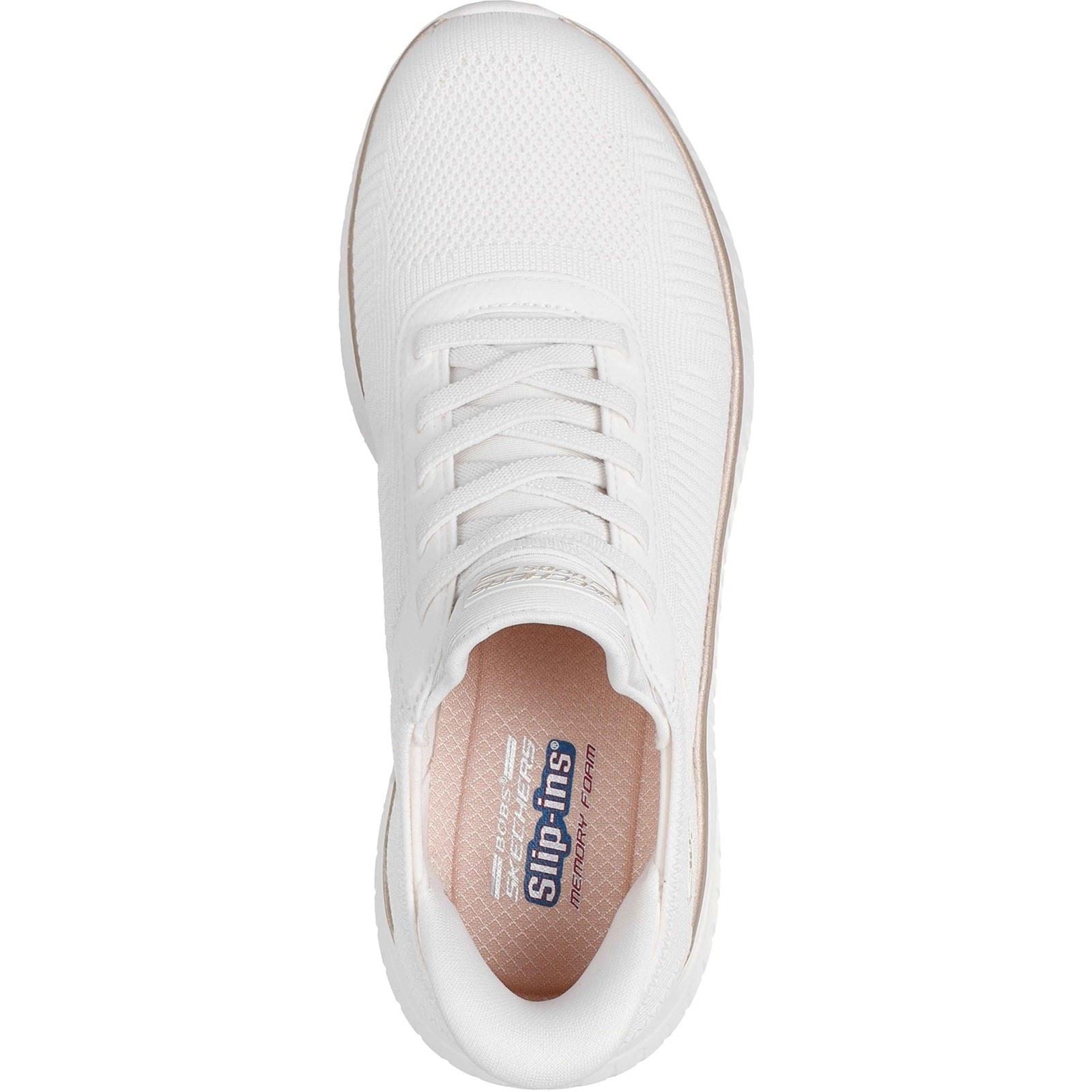 Skechers BOBS Sport Squad Chaos Textile Women's White/Gold Standard Trainers