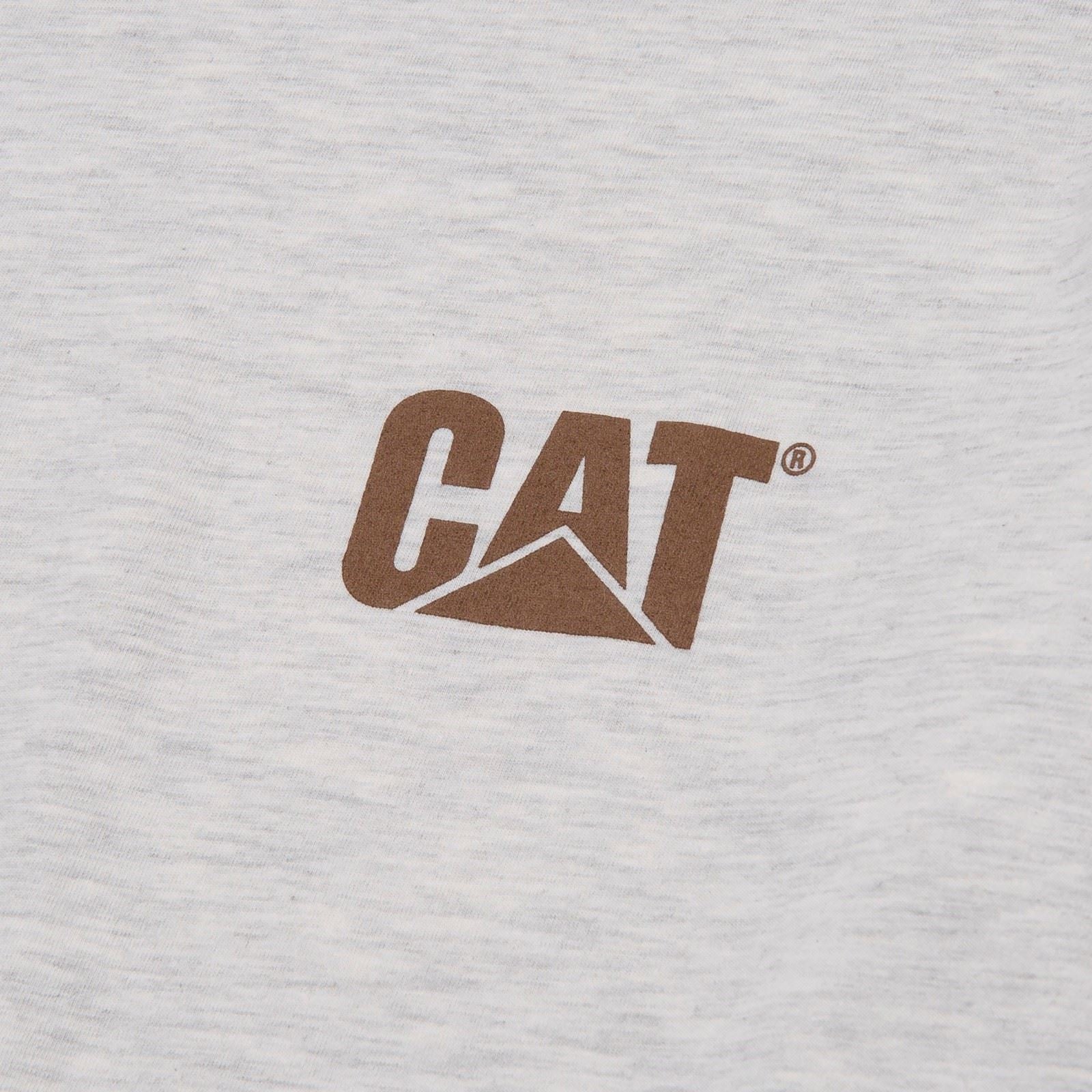 Caterpillar Trademark Banner Long Sleeve Cotton Men's Cream T-Shirt
